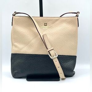 KATE SPADE N. Y. Southport Avenue Cora Leather Crossbody Bag in Cream and Black.
